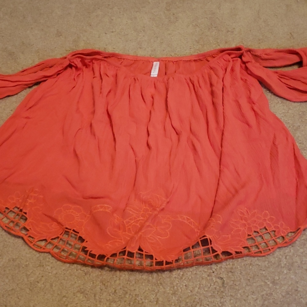 NWT coral off the shoulder top